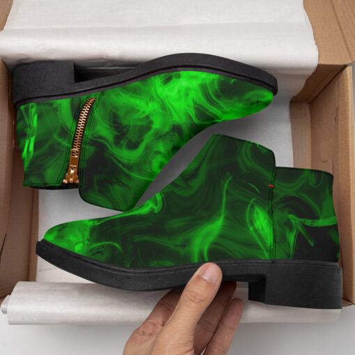 Fashion Boots Green Neon Fire Smoke