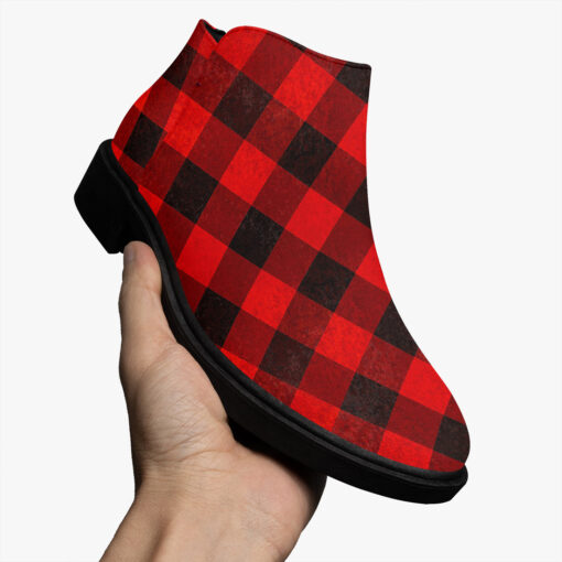 Red Checkered Fashion Boots - Image 3