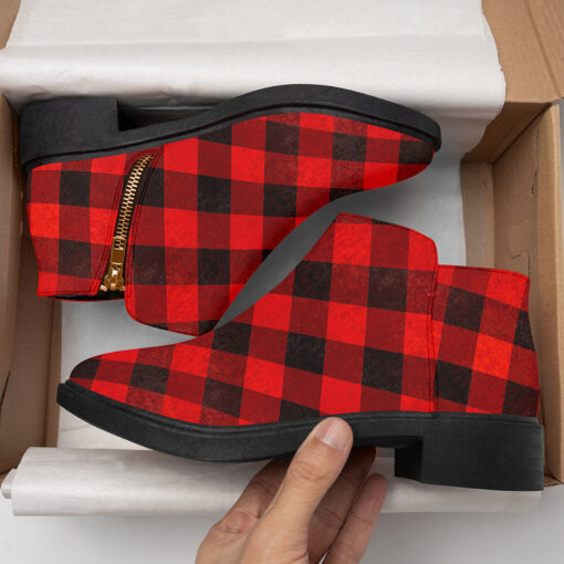 Red Checkered Fashion Boots