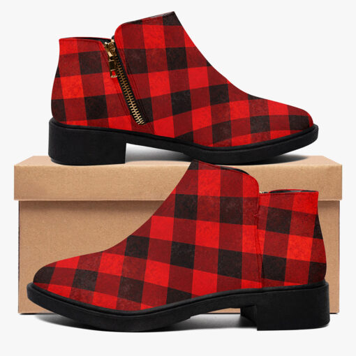 Red Checkered Fashion Boots - Image 2