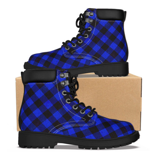 Blue Checkered Classic Boots