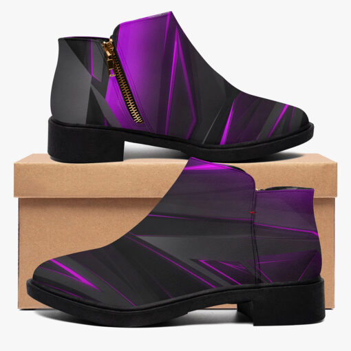 Violet Geometric Abstraction Fashion Boots - Image 2