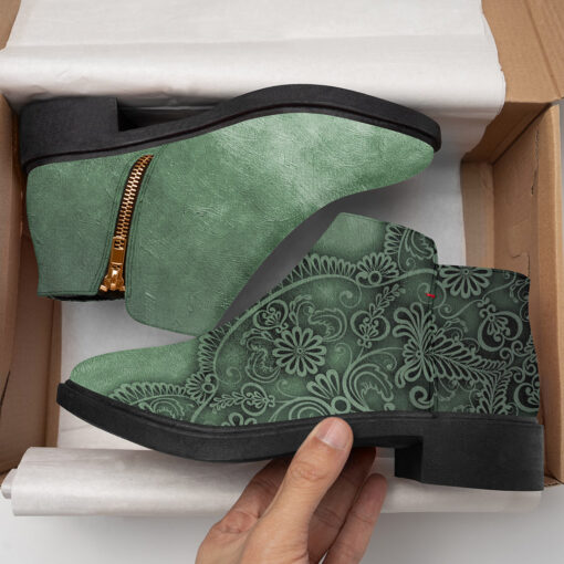 Green Lace Ornament Fashion Boots