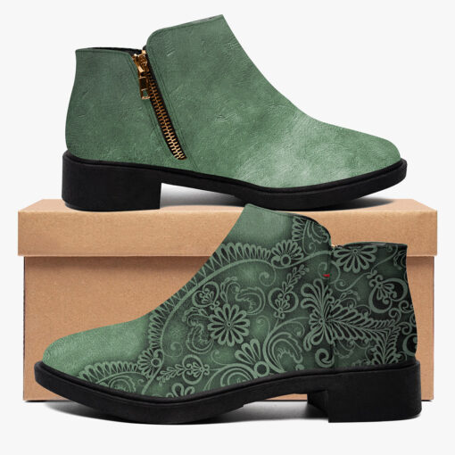 Green Lace Ornament Fashion Boots - Image 2