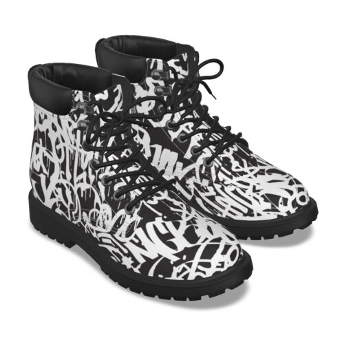 Black and White Graffiti Classic Boots - Image 4