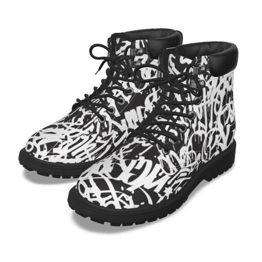 Black and White Graffiti Classic Boots - Image 2