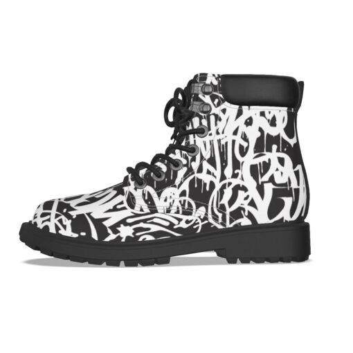 Black and White Graffiti Classic Boots - Image 3