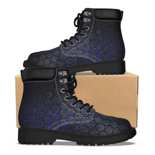 Hexagons Blue Glow Classic Boots