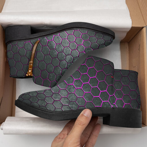 Hexagons Violet Glow Fashion Boots