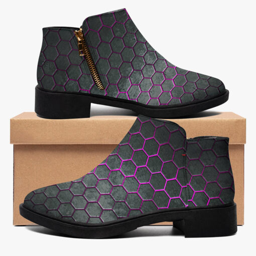 Hexagons Violet Glow Fashion Boots - Image 2