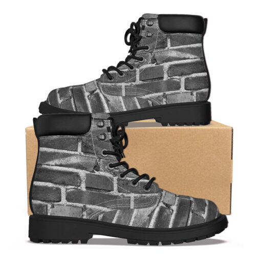 Gray Bricks Wall Classic Boots