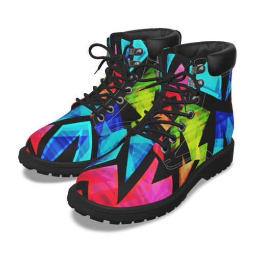 Neon Geometric Grunge Classic Boots - Image 2