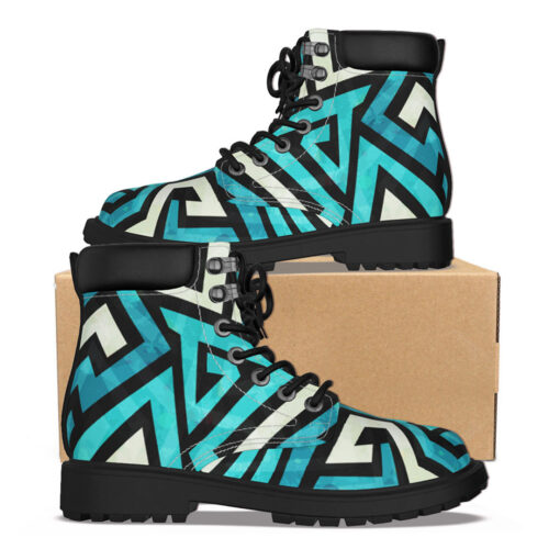 Blue Maze Grunge Effect Classic Boots