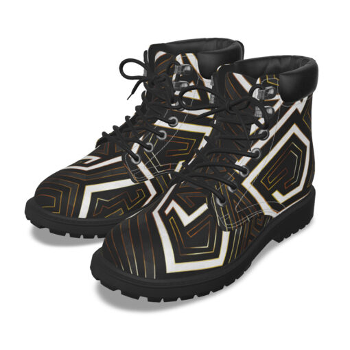 Retro Geometric Gold Frame Classic Boots - Image 2