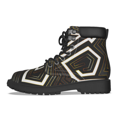 Retro Geometric Gold Frame Classic Boots - Image 3