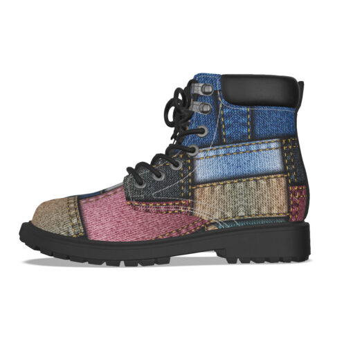 Denim Patchwork Short Boots - Image 3