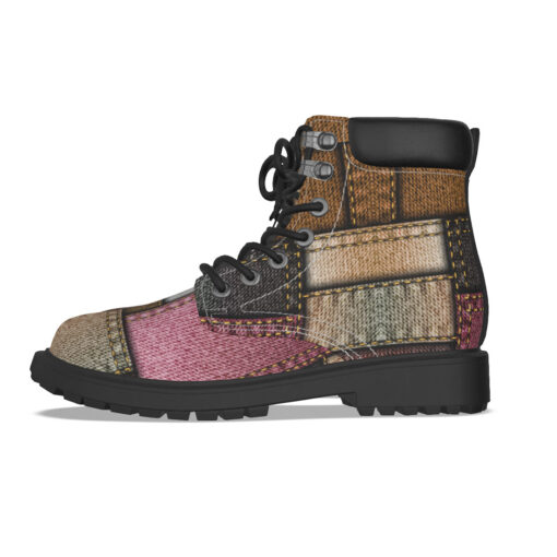 Denim Patchwork Short Boots - Image 3