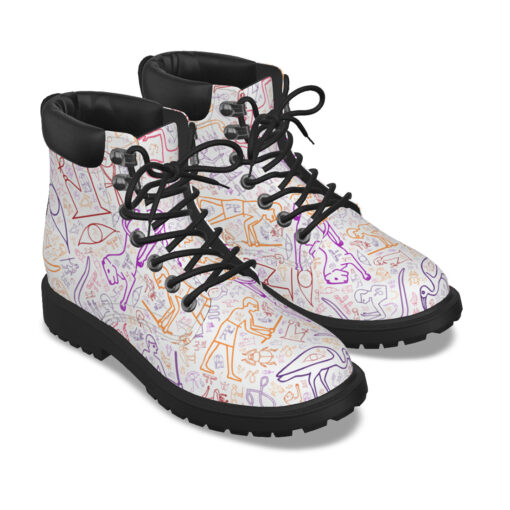 Colorful Egyptian Hieroglyphics Classic Boots - Image 5