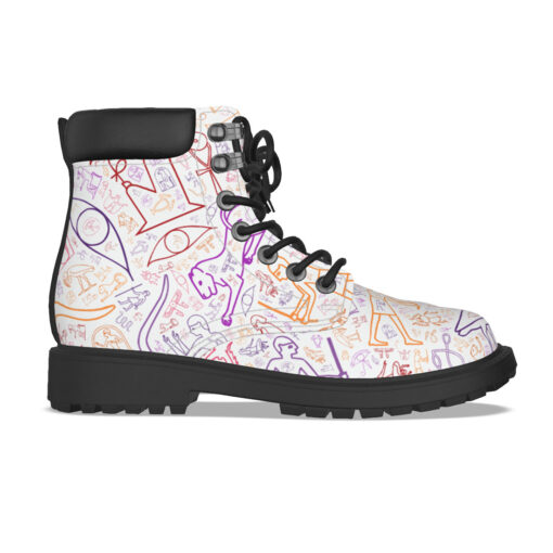 Colorful Egyptian Hieroglyphics Classic Boots - Image 4