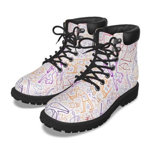 Colorful Egyptian Hieroglyphics Classic Boots - Image 2