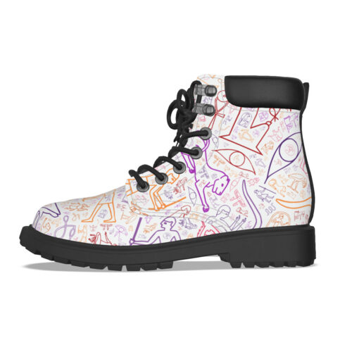 Colorful Egyptian Hieroglyphics Classic Boots - Image 3