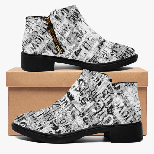 Vintage Newspaper Fashion Boots - Image 2