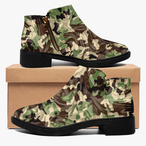 Crumpled Fabric Folds Camouflage Fashion Boots - Image 2