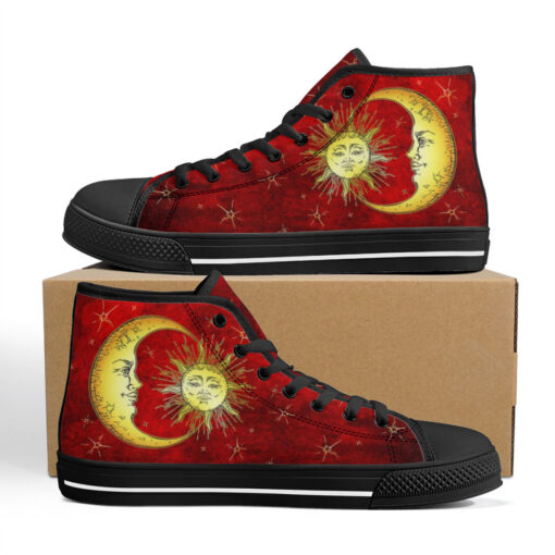 Golden Sun Crescent Moon High-Top Shoes