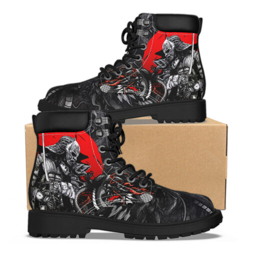 Japanese Dragon and Samurai Classic Boots