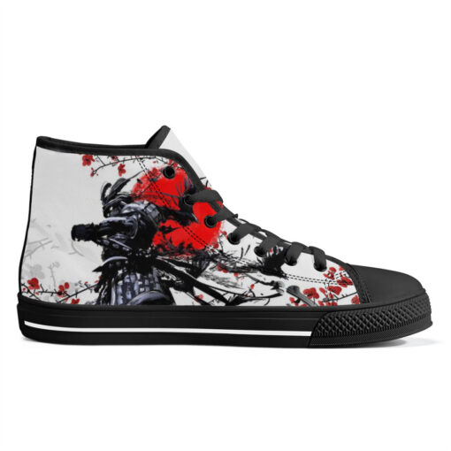 Samurai Sakura Red Sun High-Top Shoes - Image 5