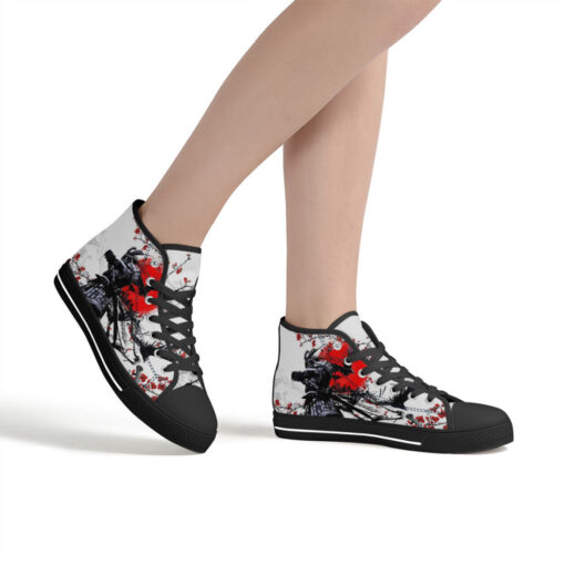 Samurai Sakura Red Sun High-Top Shoes - Image 7