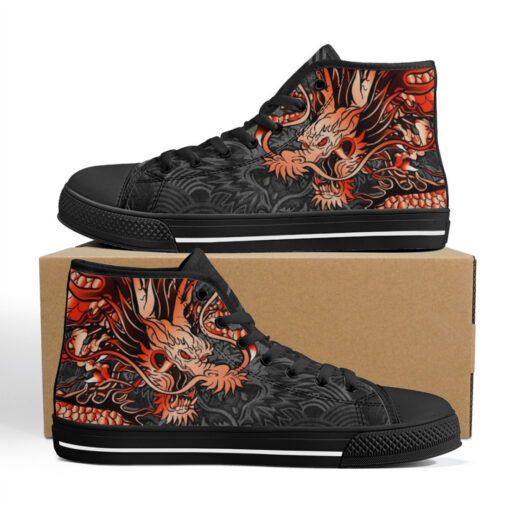 Red Chinese Dragon High-Top Shoes