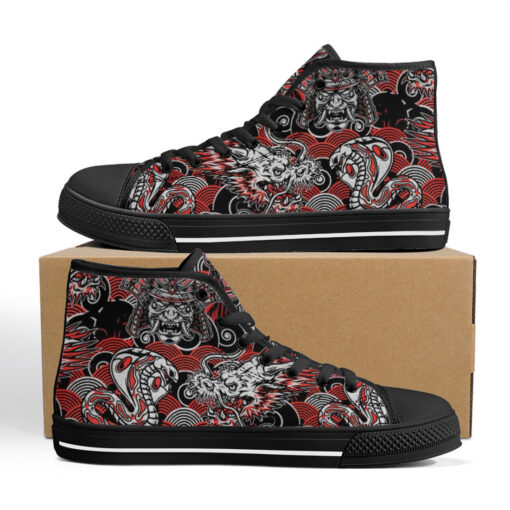 Fantasy Dragon Samurai Snake High-Top Shoes