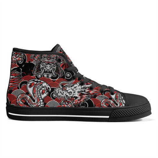 Fantasy Dragon Samurai Snake High-Top Shoes - Image 5