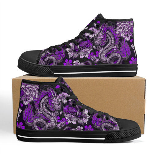 Japanese Dragon Snake Koi Fish High-Top Shoes