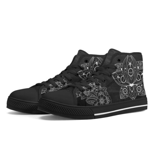 Lotus Flower Mehndi Ornament High-Top Shoes - Image 2