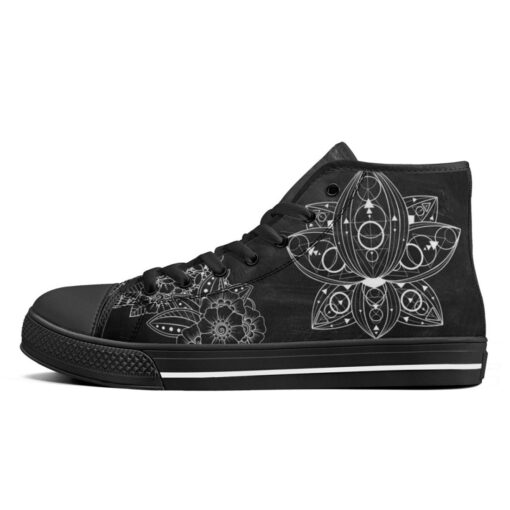 Lotus Flower Mehndi Ornament High-Top Shoes - Image 4