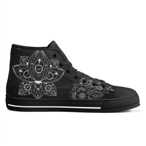 Lotus Flower Mehndi Ornament High-Top Shoes - Image 5