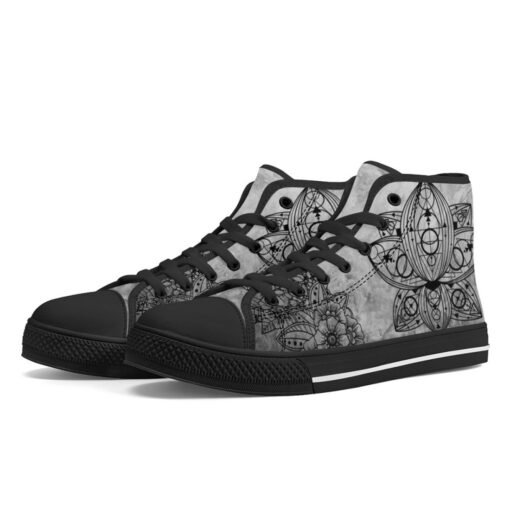 Mehndi Ornament Lotus Flower High-Top Shoes - Image 2