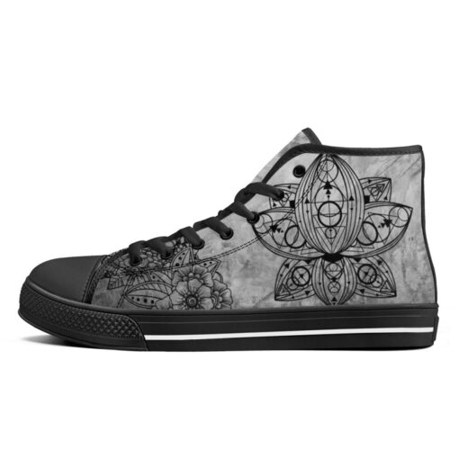 Mehndi Ornament Lotus Flower High-Top Shoes - Image 4