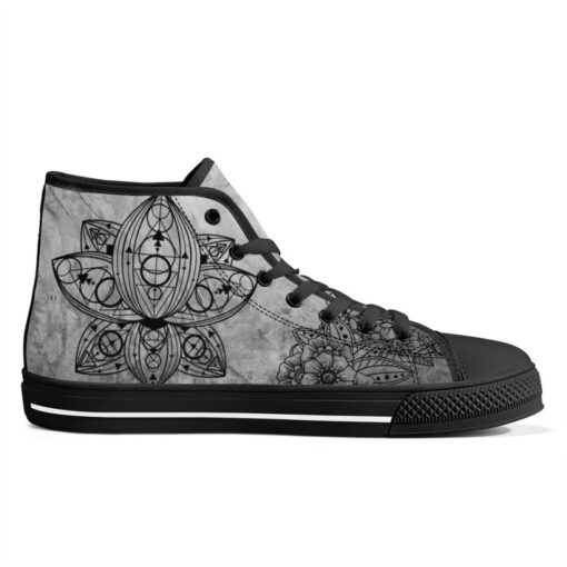 Mehndi Ornament Lotus Flower High-Top Shoes - Image 5