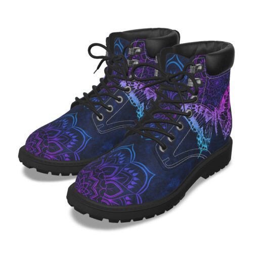 Colorful Mandala And Butterfly Classic Boots - Image 2