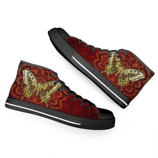 Golden Butterfly on Red High-Top Shoes - Image 6