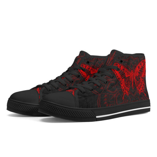 Red Mandala And Butterfly High-Top Shoes - Image 2