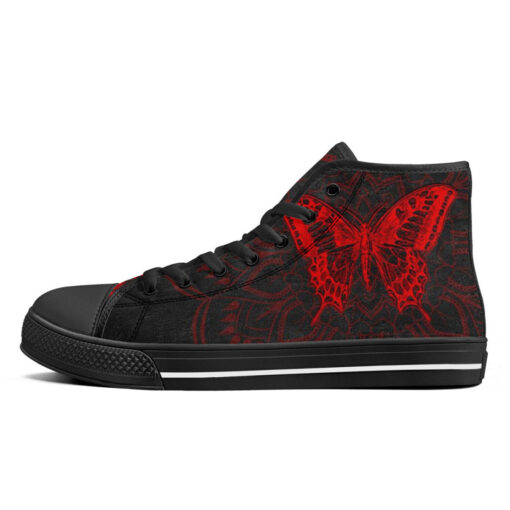 Red Mandala And Butterfly High-Top Shoes - Image 4