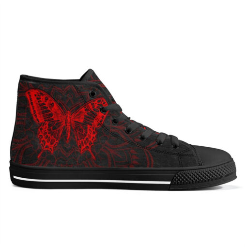 Red Mandala And Butterfly High-Top Shoes - Image 5