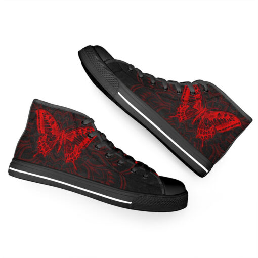 Red Mandala And Butterfly High-Top Shoes - Image 6