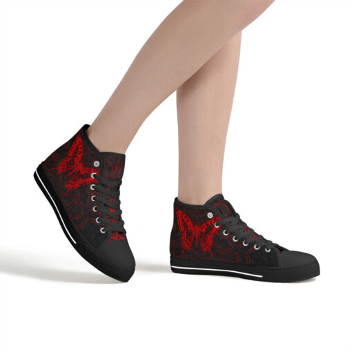 Red Mandala And Butterfly High-Top Shoes - Image 7