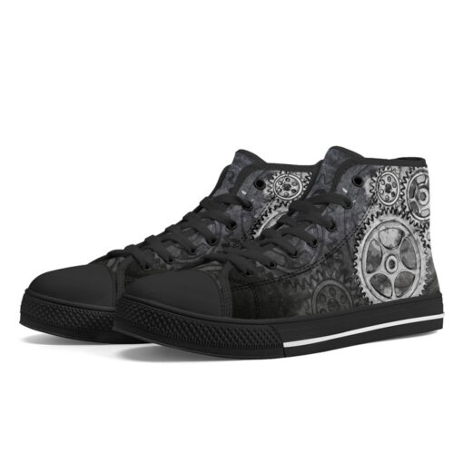 Gray Steampunk Gears High-Top Shoes - Image 2