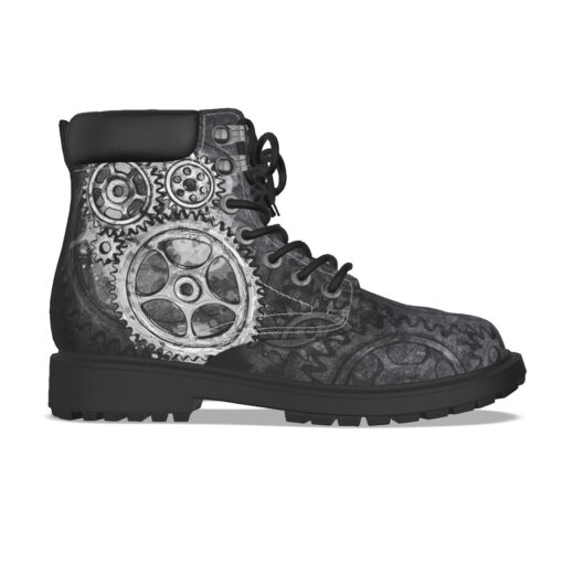 Gray Steampunk Gears Classic Boots - Image 4